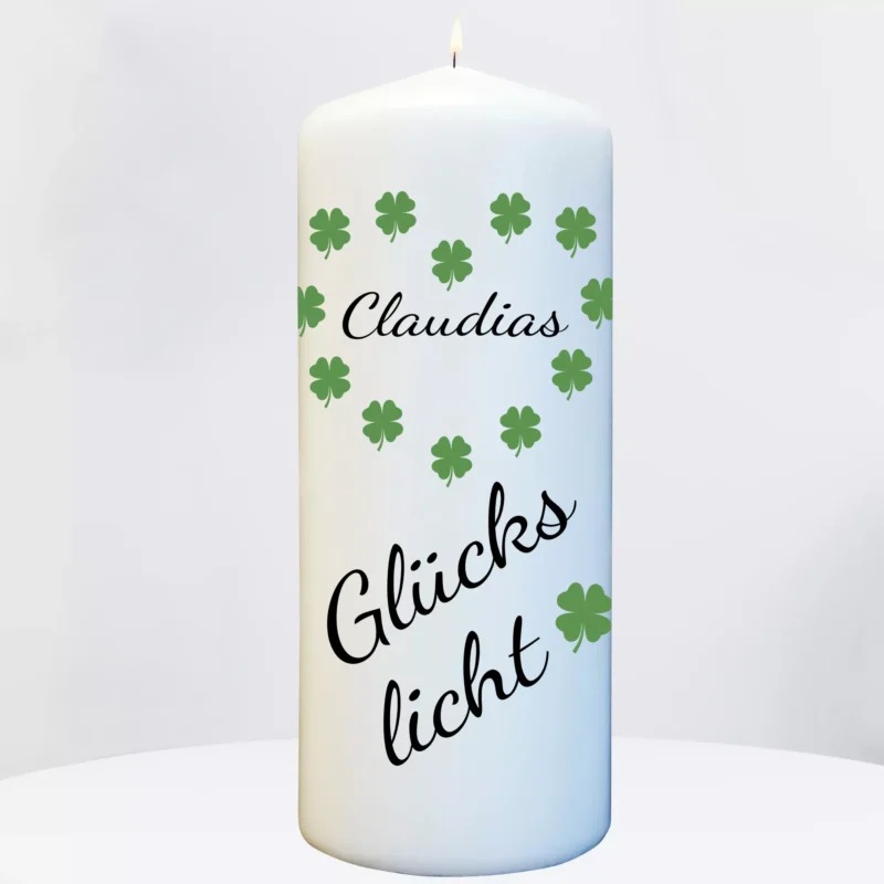 Glückslicht Kerze mit Namen und Schriftzug personalisiert - Geschenk für Geburtstag und jeden Anlass – Bild 2