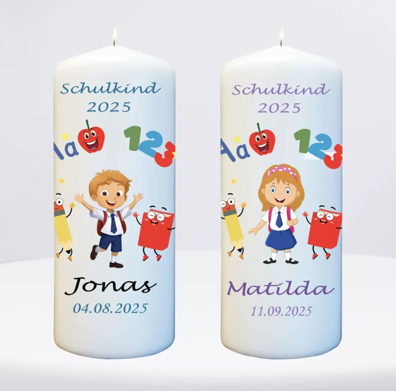 Kerze Schuleinführung mit Namen personalisiert