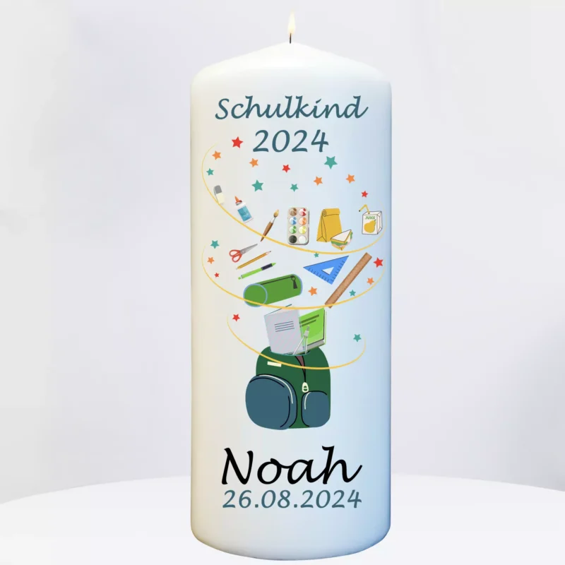 Kerze Schulkind mit Namen personalisiert