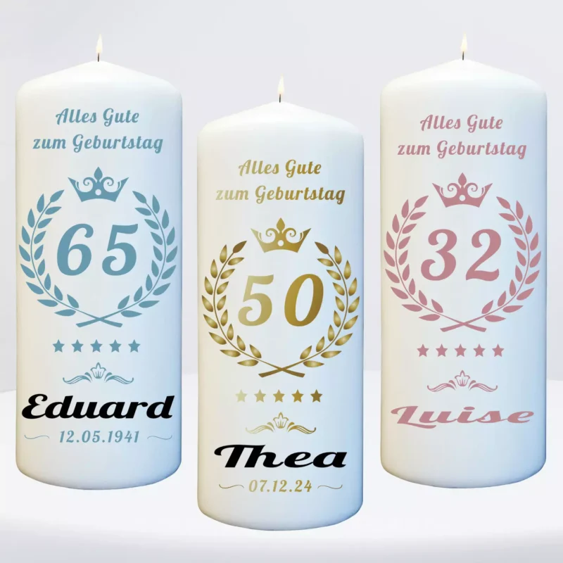 Kerze zum 50 Geburtstag mit Namen personalisiert