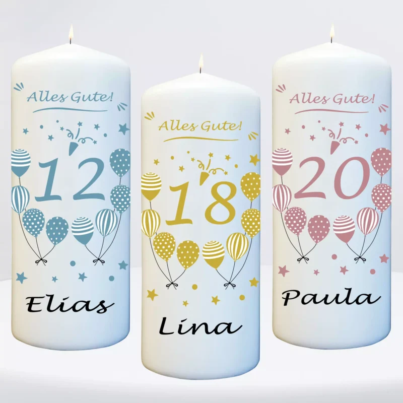 Kerze zum 18 Geburtstag mit Namen personalisiert